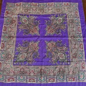 The Specialty House Scarf Women OS Purple Excellent Wool Lurex Paisley 33x35